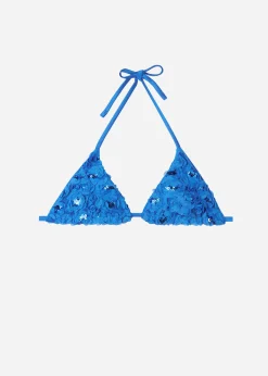 Sequin Floral Slide Triangle Bikini Top Parigi