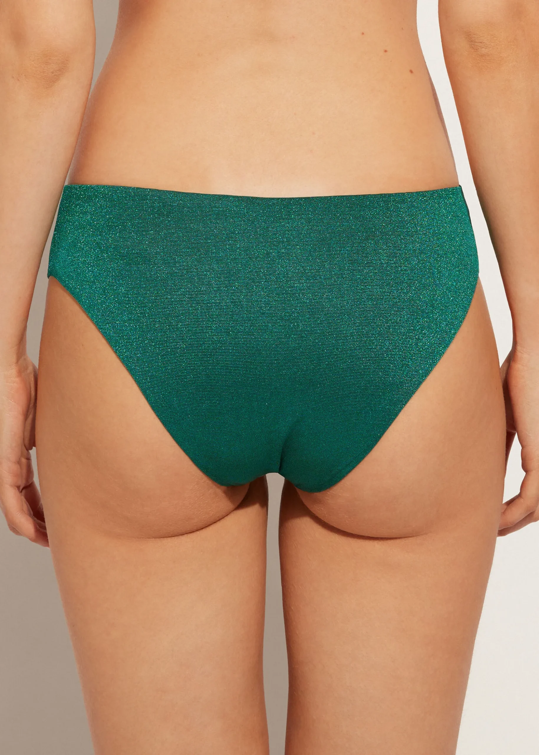High-Waisted Lame Bikini Bottoms Hollywood