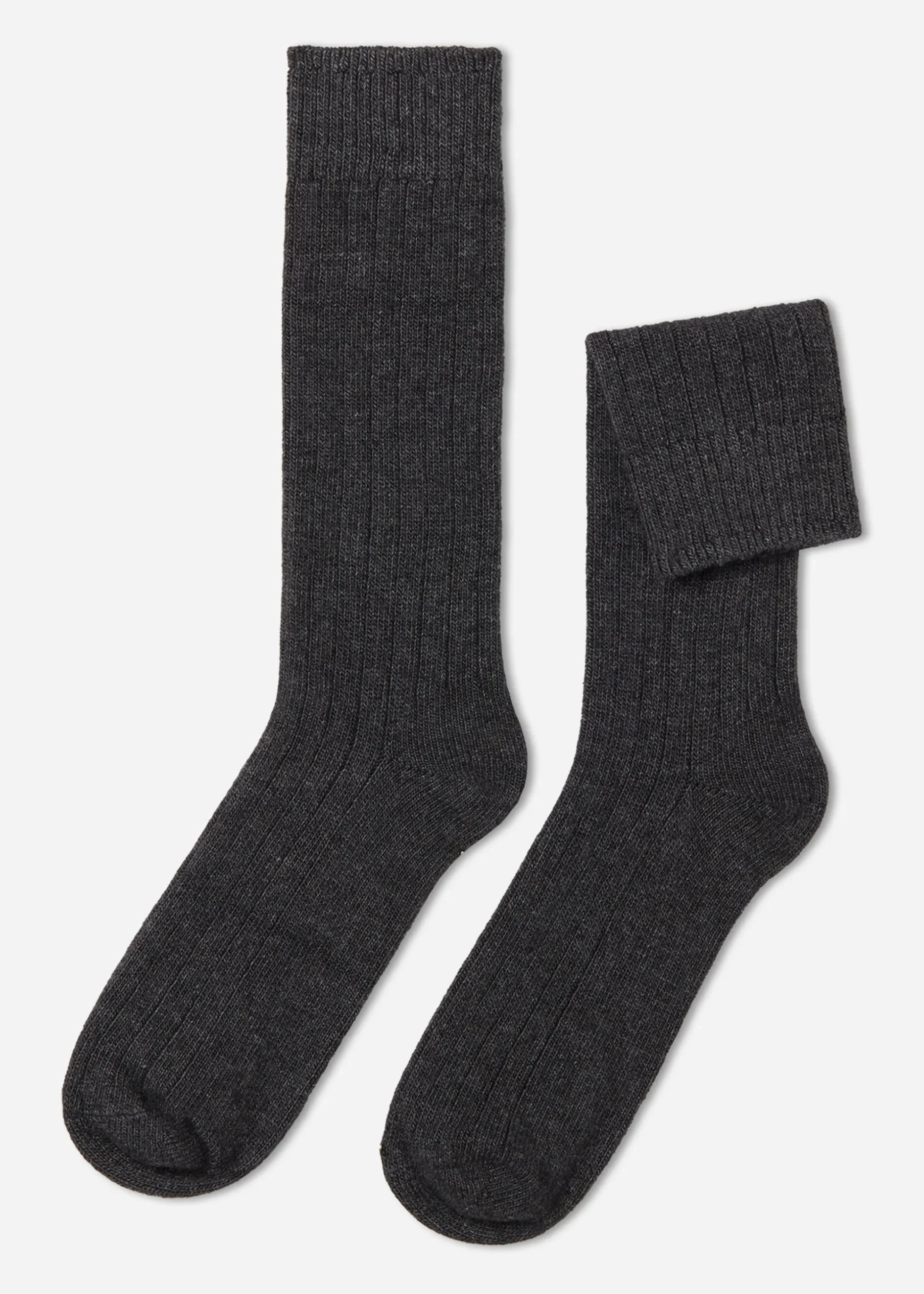 Men's Short Ribbed Socks With Wool And Cashmere