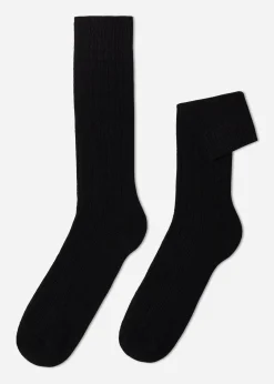 Men's Short Ribbed Socks With Wool And Cashmere